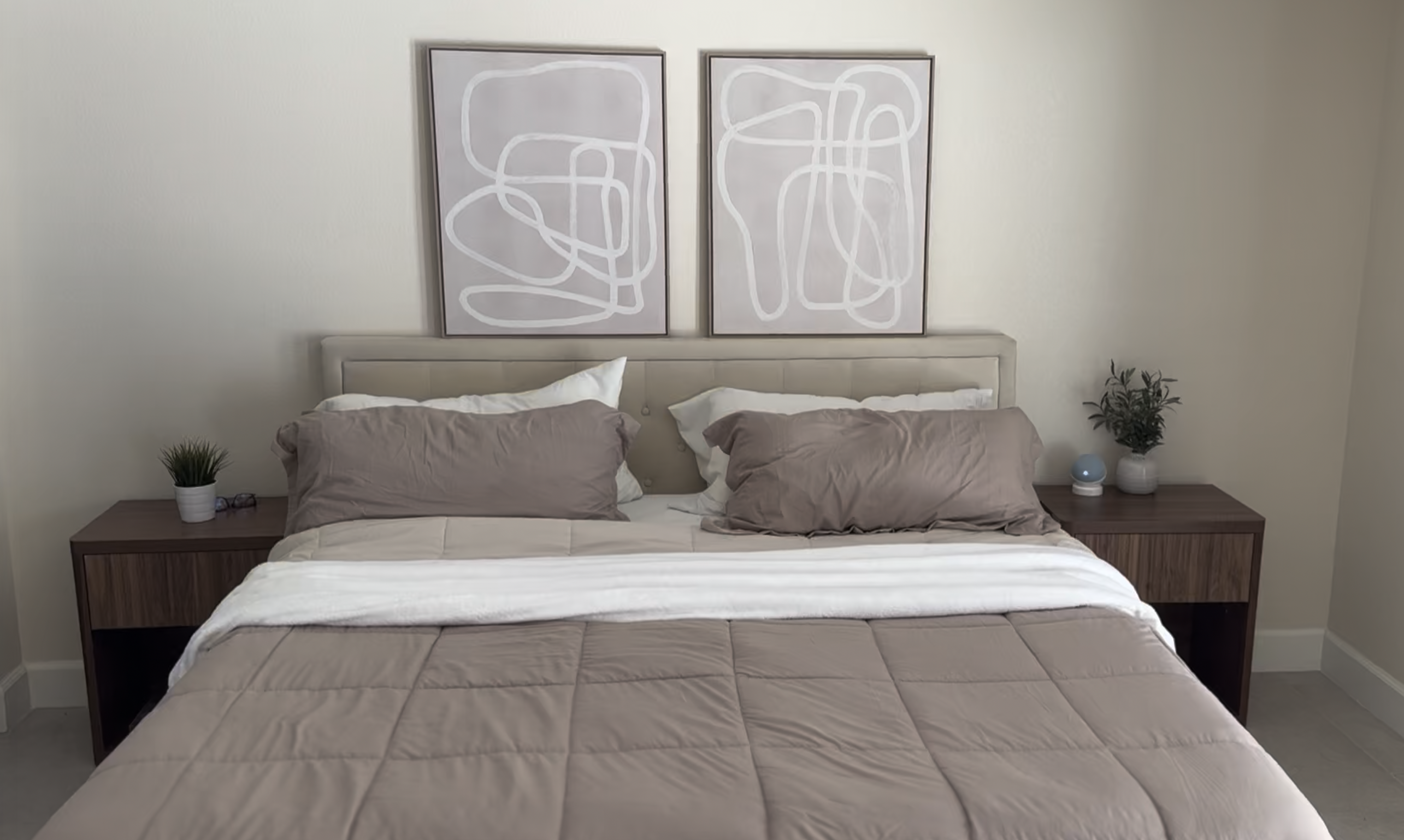 Neutral Bedroom with Nightstands